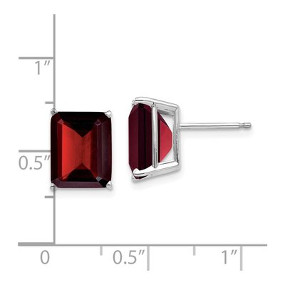 14K White Gold Octagon / Emerald Garnet Emerald-Cut Stud Earrings – view 4