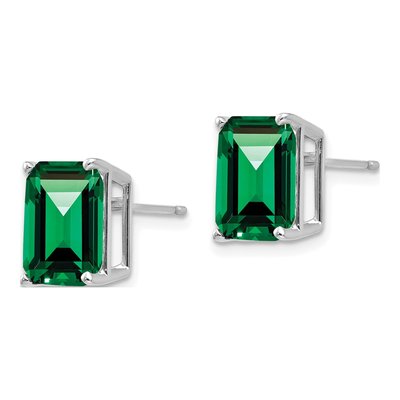 14K White Gold Emerald-Cut Mount St. Helens Stud Earrings – view 2