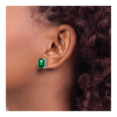 14K White Gold Emerald-Cut Mount St. Helens Stud Earrings – view 3