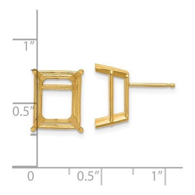14K Yellow Gold Emerald-Cut Earring Mounting – view 2
