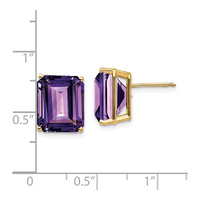 14K Yellow Gold Octagon / Emerald Amethyst Emerald-Cut Stud Earrings – view 4