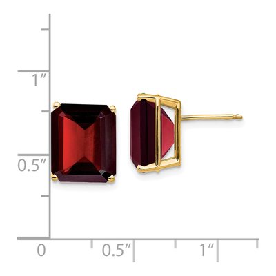 14K Yellow Gold Octagon / Emerald Garnet Emerald-Cut Stud Earrings – view 4