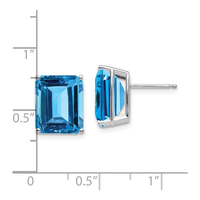 14K White Gold Emerald-Cut Blue Topaz Earring Mounting – view 4