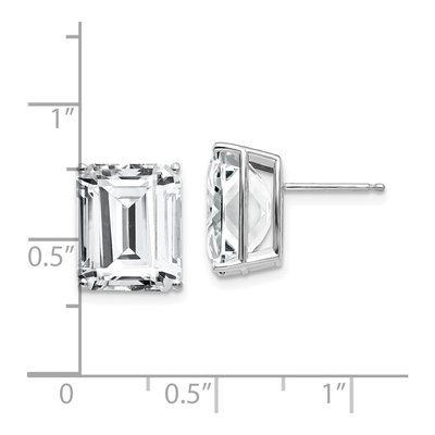 14K White Gold Octagon / Emerald CZ Emerald-Cut Stud Earrings – view 4