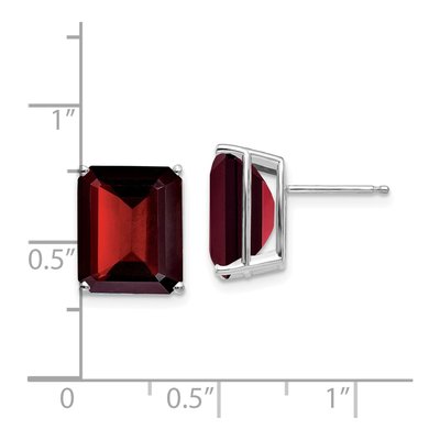 14K White Gold Octagon / Emerald Garnet Emerald-Cut Stud Earrings – view 4