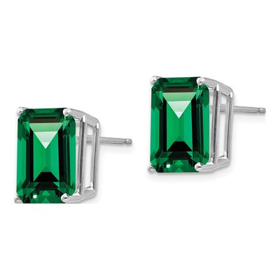 14K White Gold Mount St. Helens Emerald-Cut Studs – view 2