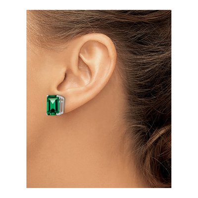 14K White Gold Mount St. Helens Emerald-Cut Studs – view 3