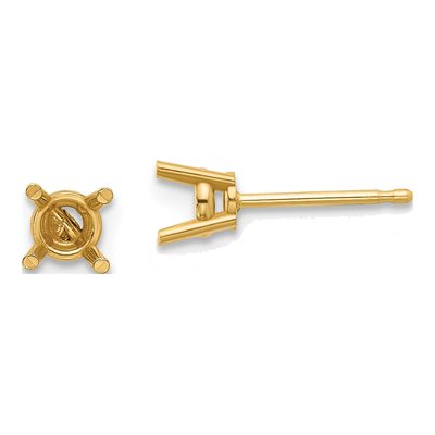 14K Yellow Gold Round Earring Mounting