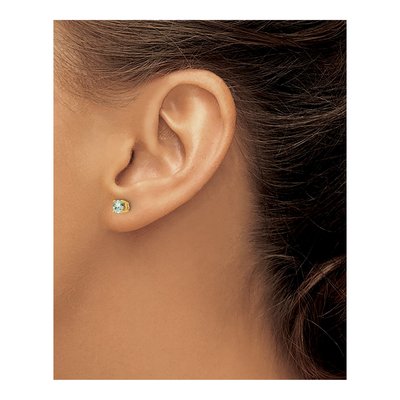 14K Yellow Gold 4mm Round Green Quartz Stud Earrings – view 3