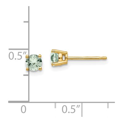14K Yellow Gold 4mm Round Green Quartz Stud Earrings – view 4