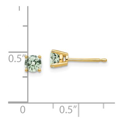 14K Yellow Gold 4mm Round Green Quartz Checker-Cut Stud Earrings – view 4