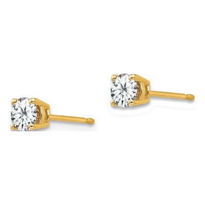14K Yellow Gold 4mm Round CZ Stud Earrings – view 2