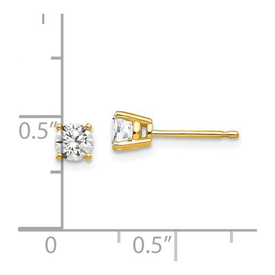 14K Yellow Gold 4mm Round CZ Stud Earrings – view 4