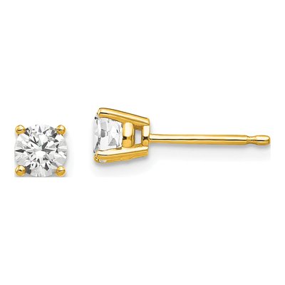 14K Yellow Gold 4mm Round CZ Stud Earrings