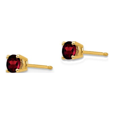 14K Yellow Gold 4mm Garnet Round Stud Earrings – view 3