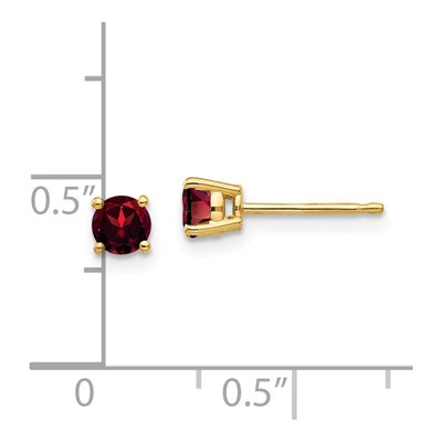14K Yellow Gold 4mm Garnet Round Stud Earrings – view 5