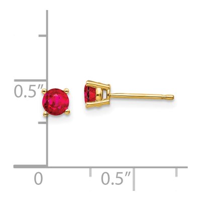 14K Yellow Gold 4mm Ruby Round Stud Earrings – view 6