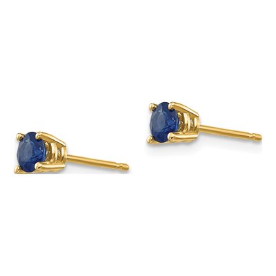 14K Yellow Gold 4mm Sapphire Round Stud Earrings – view 3