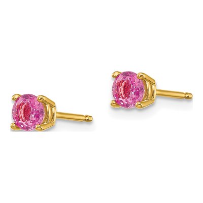 14K Yellow Gold Pink Sapphire Stud Earrings – view 4