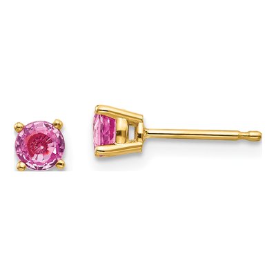 14K Yellow Gold Pink Sapphire Stud Earrings