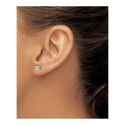 14K White Gold 4mm Round Green Quartz Stud Earrings – view 3