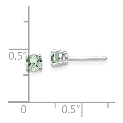 14K White Gold 4mm Round Green Quartz Stud Earrings – view 4