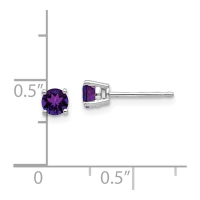 14K White Gold 4mm Amethyst Round Stud Earrings – view 5