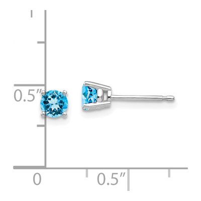 14K White Gold 4mm Round Swiss Blue Topaz Stud Earrings – view 5