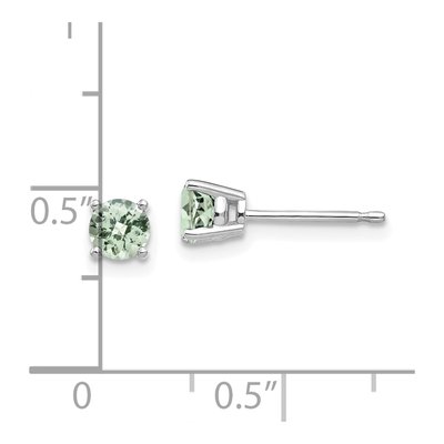 14K White Gold 4mm Round Green Quartz Checker-Cut Stud Earrings – view 4