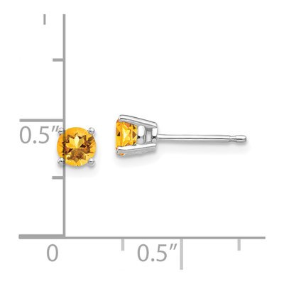 14K White Gold 4mm Round Citrine Stud Earrings – view 5
