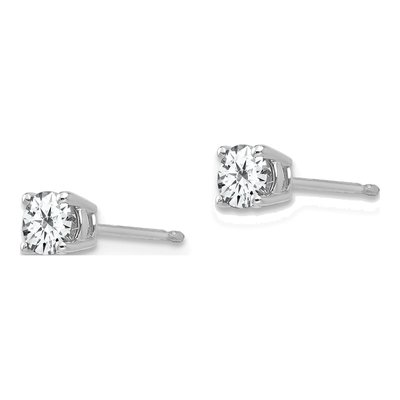 14K White Gold 4mm CZ Round Stud Earrings – view 3