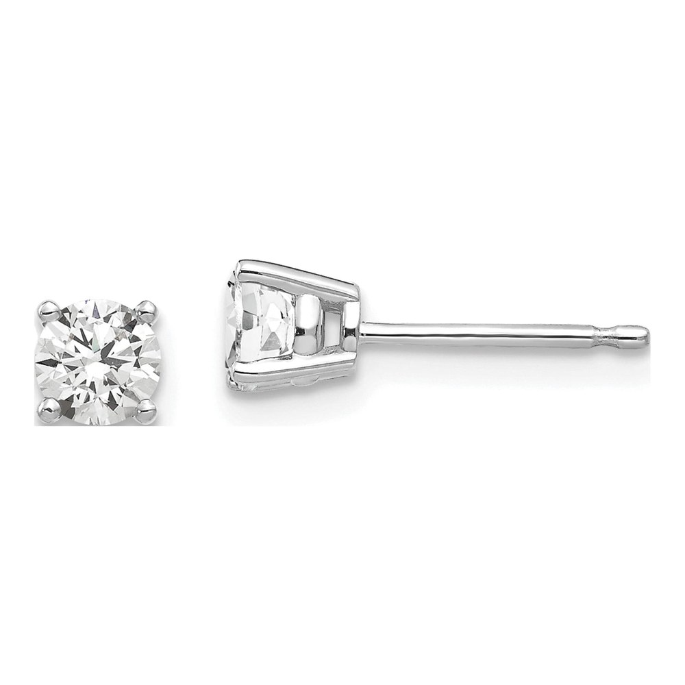 14K White Gold 4mm CZ Round Stud Earrings