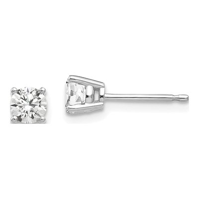 14K White Gold 4mm CZ Round Stud Earrings