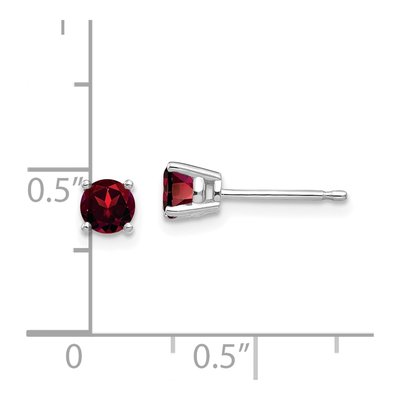 14K White Gold 4mm Garnet Round Stud Earrings – view 5
