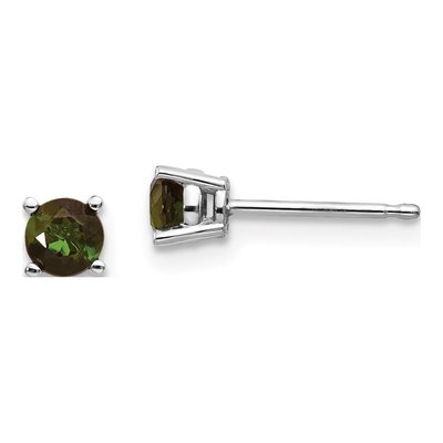 14K White Gold Green Tourmaline Stud Earrings