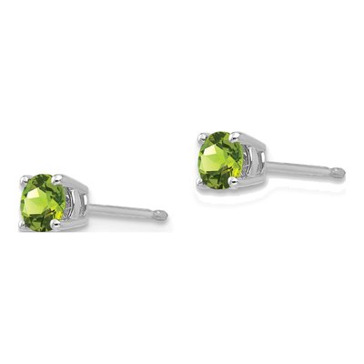 14K White Gold 4mm Peridot Round Stud Earrings – view 3