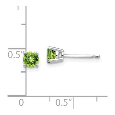 14K White Gold 4mm Peridot Round Stud Earrings – view 5