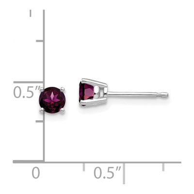 14K White Gold 4mm Round Rhodolite Garnet Stud Earrings – view 5