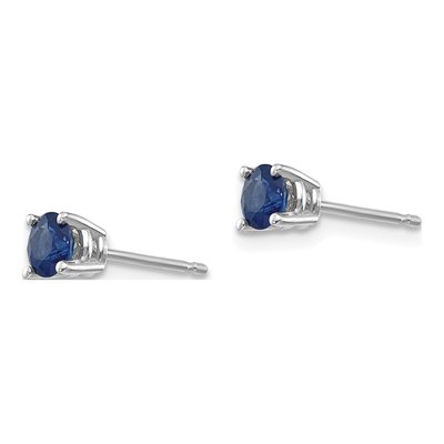 14K White Gold 4mm Round Sapphire Stud Earrings – view 4