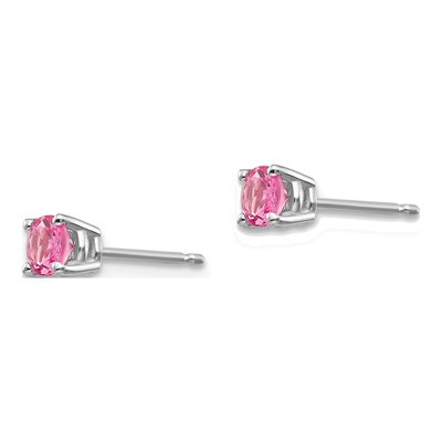 14K White Gold 4mm Round Pink Spinel Stud Earrings – view 4