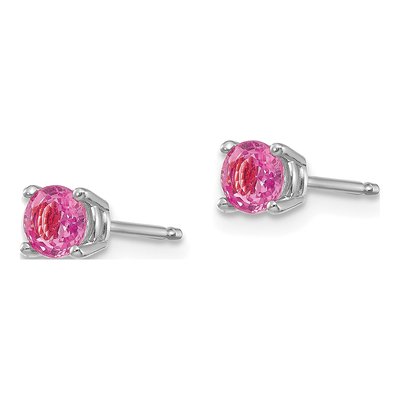 14K White Gold Pink Sapphire Stud Earrings – view 3