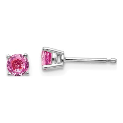 14K White Gold Pink Sapphire Stud Earrings