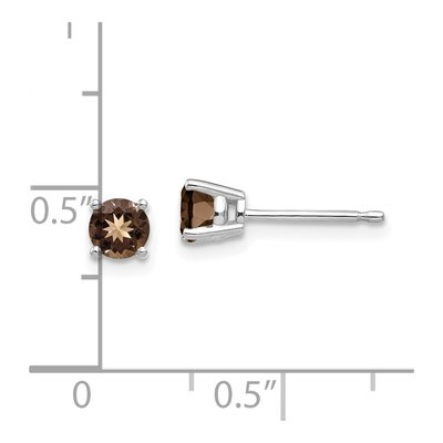 14K White Gold 4mm Round Smoky Quartz Stud Earrings – view 5