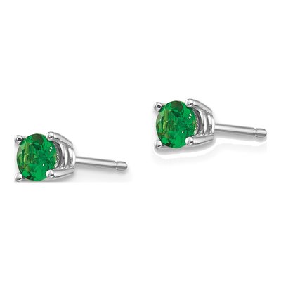 14K White Gold 4mm Tsavorite Garnet Round Stud Earrings – view 4