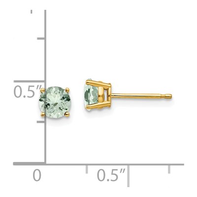 14K Yellow Gold 5mm Round Green Quartz Stud Earrings – view 4