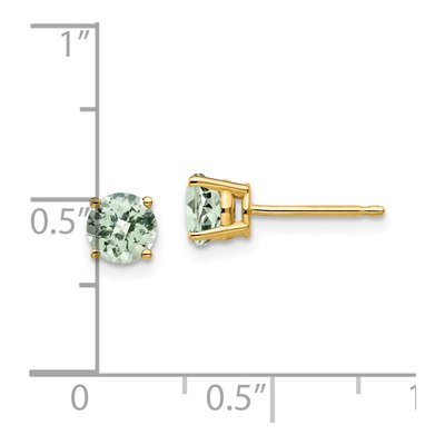 14K Yellow Gold 5mm Round Green Quartz Checker-Cut Stud Earrings – view 4