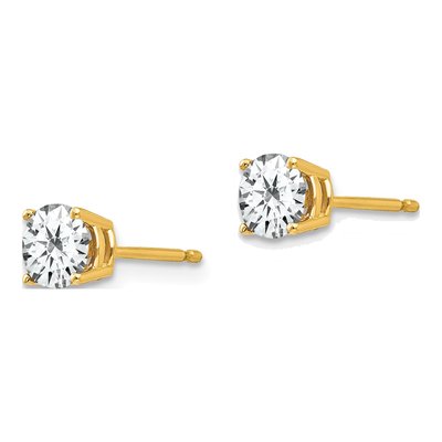 14K Yellow Gold 5mm Round CZ Stud Earrings – view 3