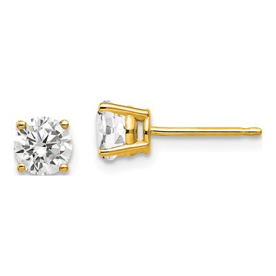 14K Yellow Gold 5mm Round CZ Stud Earrings