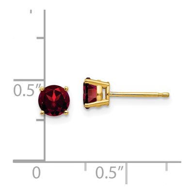 14K Yellow Gold 5mm Garnet Round Stud Earrings – view 5