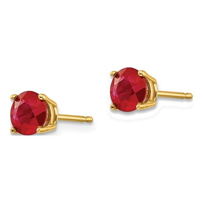 14K Yellow Gold 5mm Ruby Round Stud Earrings – view 4